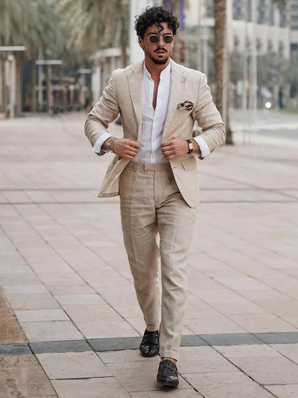 Summer Clothing Men Linen - Summer Beach Business Linen Men Suits