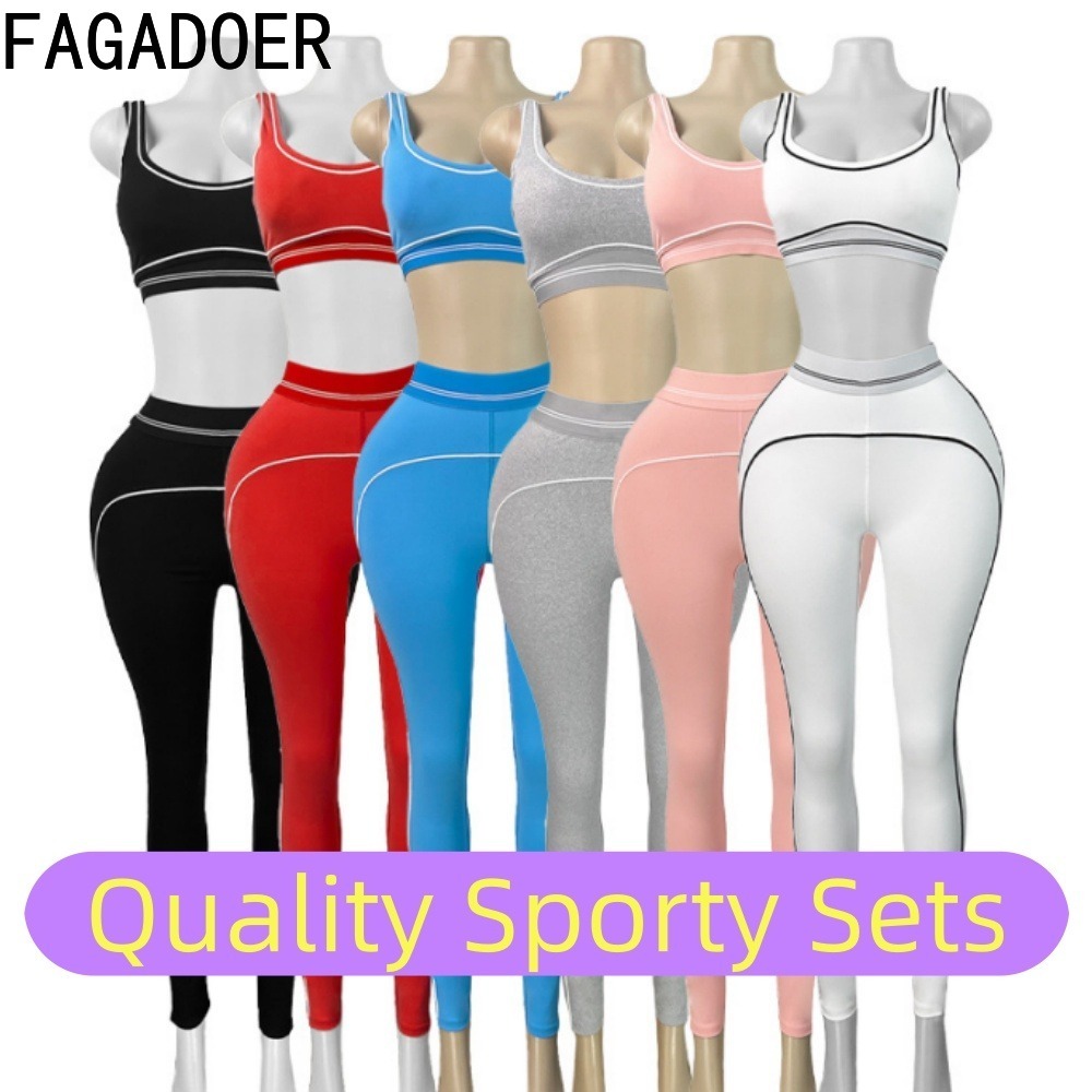 Summer Clothing Juniors - FAGADOER Fashion Patchwork Quality Sporty Sets