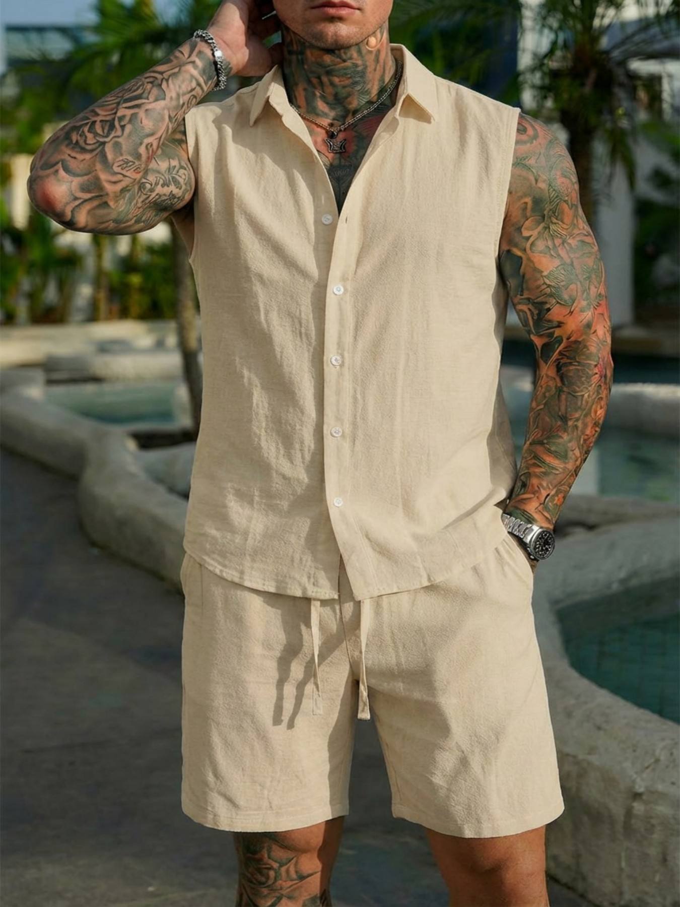 Summer Clothing Men Linen - Summer Linen Shirt Set for Men,
