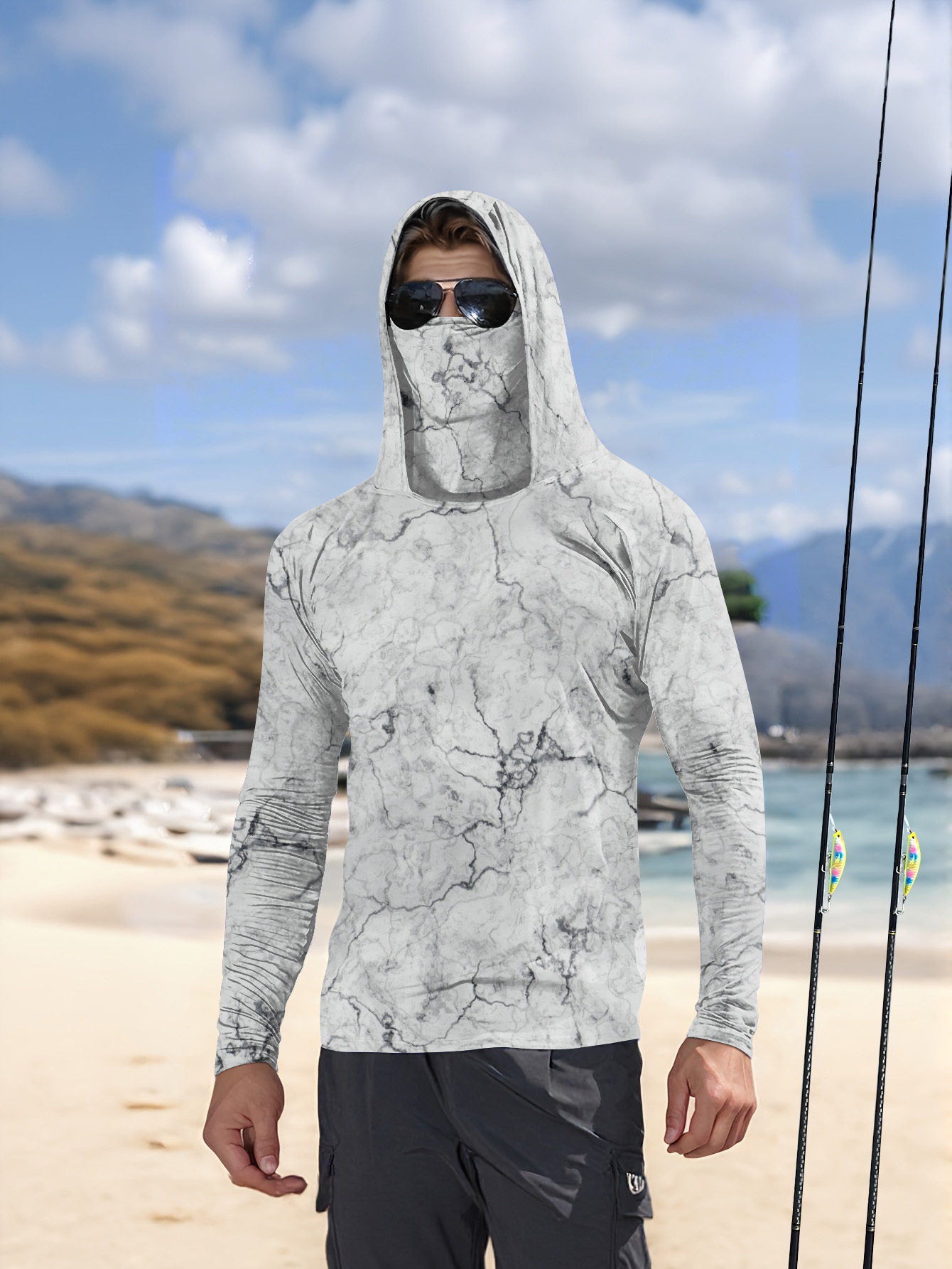 Summer Clothing Mens - Men Hood Fishing Shirt long sleeve