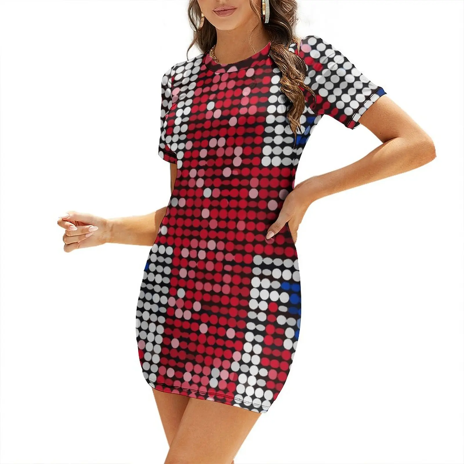 Summer Clothing Women Uk - Union Jack Flag UK Sequin Short-Sleeved