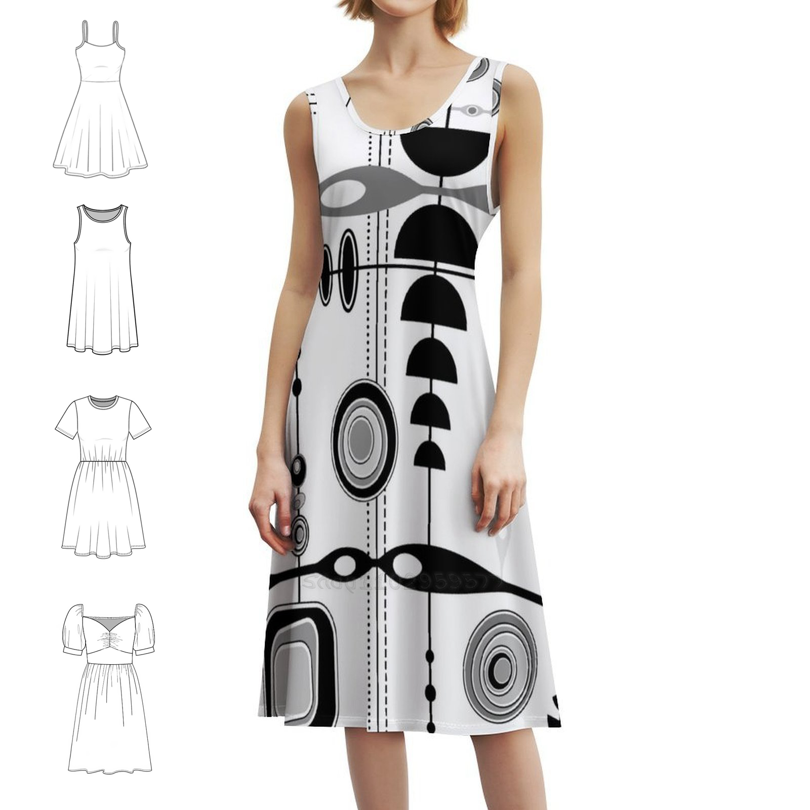 Mid Century Modern Print-Black - đánh giá và giá Summer Clothing Vintage