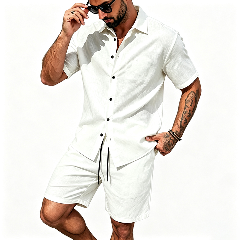 Men Linen Two Piece Outfit Sho - đánh giá và giá Summer Clothing Men Linen