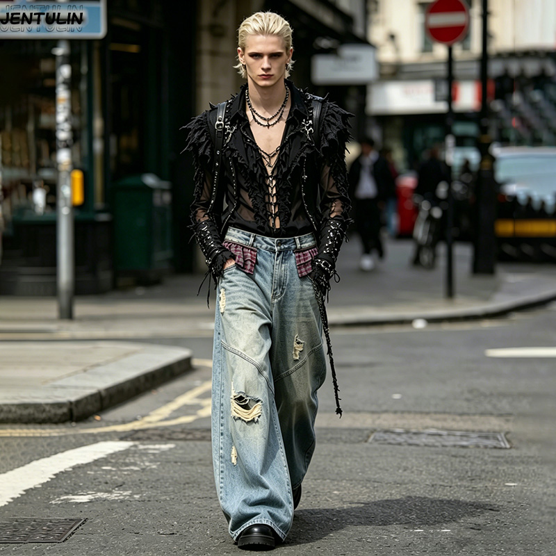New Rivet Piercing Jeans Men's - đánh giá và giá Summer Vibes Clothing Men