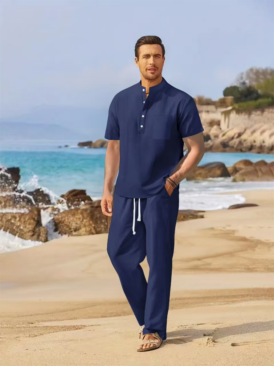 Summer men's cotton and linen  - đánh giá và giá Summer Clothing Men Linen