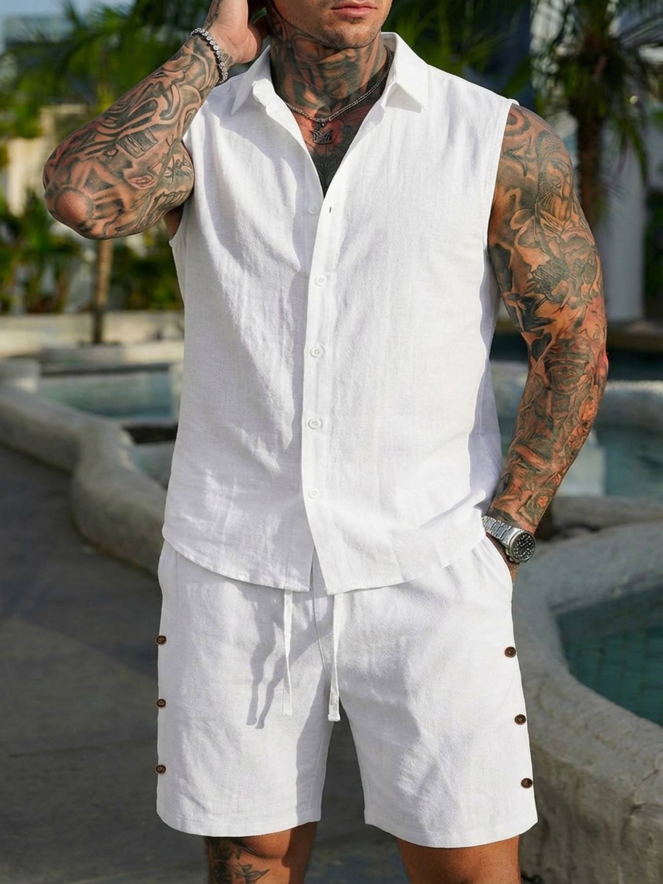 Summer Linen Shirt Set for Men - đánh giá và giá Summer Clothing Men Linen