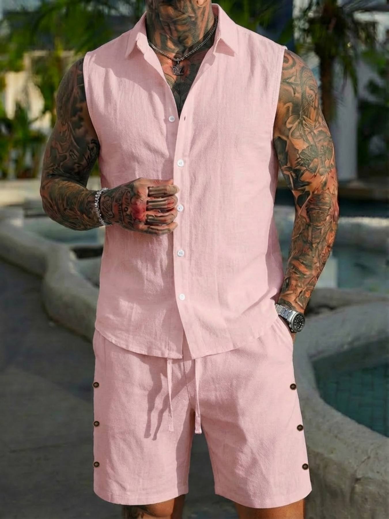 Summer Linen Shirt Set for Men - đánh giá và giá Summer Clothing Men Linen