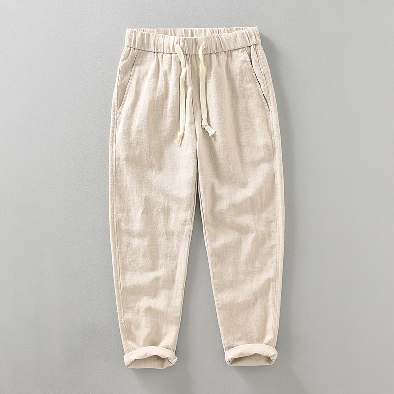 2026 Summer New Drawstring Cas - đánh giá và giá Summer Clothing Men Linen