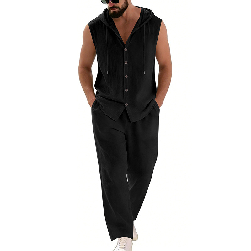 Men's Casual Linen Suit Hooded - đánh giá và giá Summer Clothing Mens