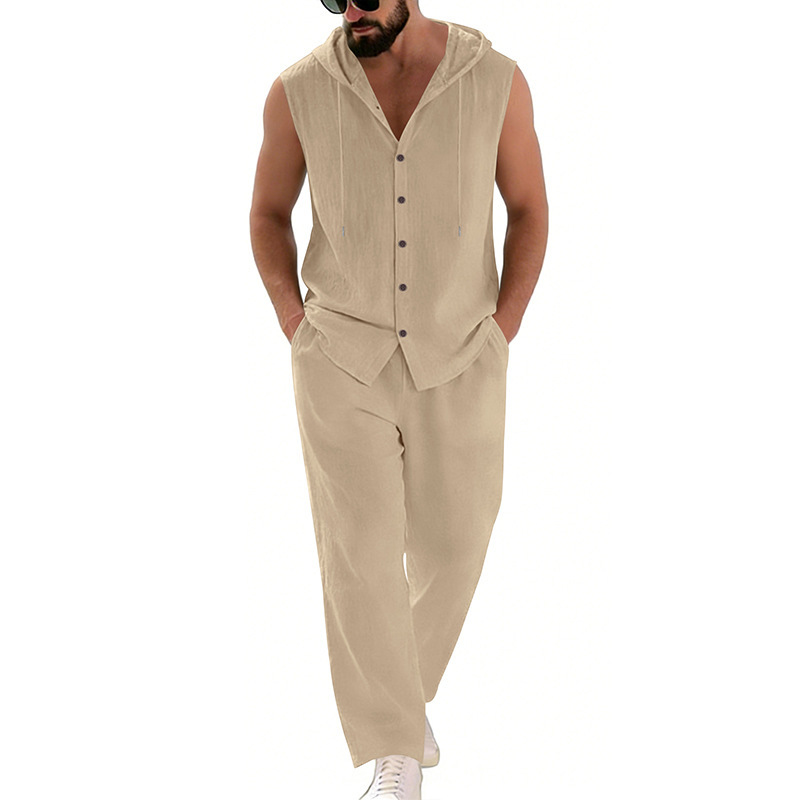 Men's Casual Linen Suit Hooded - đánh giá và giá Summer Clothing Mens